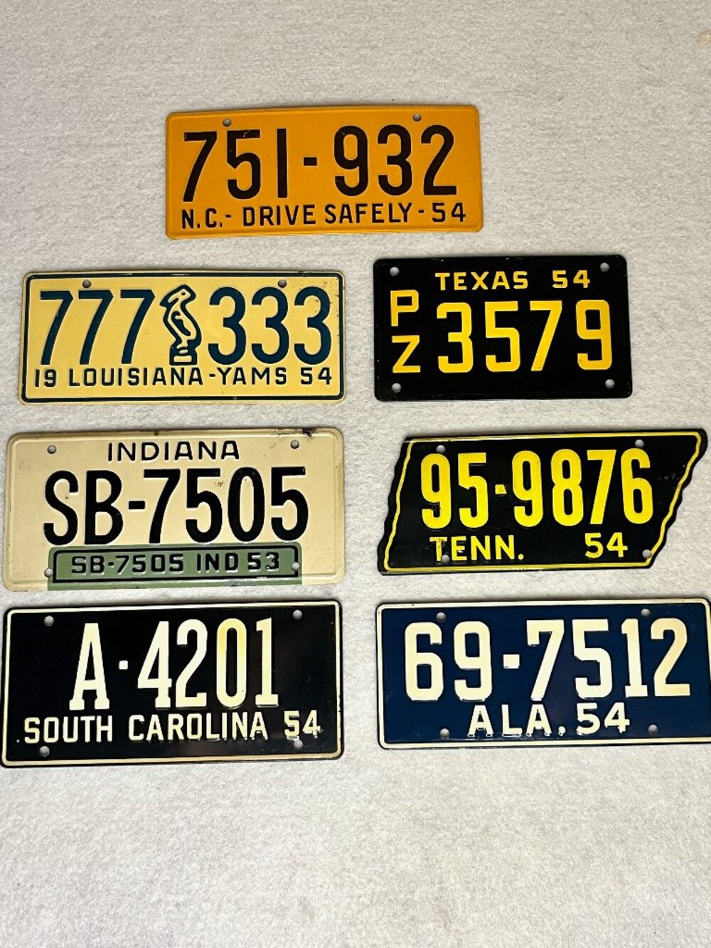 Mini License Plates * Set of 7 * Wheaties 1953-1954 * Promo * Bicycle Mini Bike